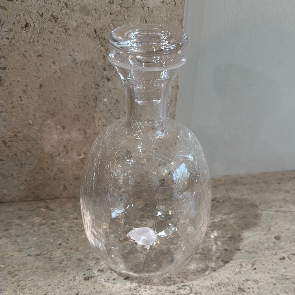West Elm Elegant Crackle Glass Decanter